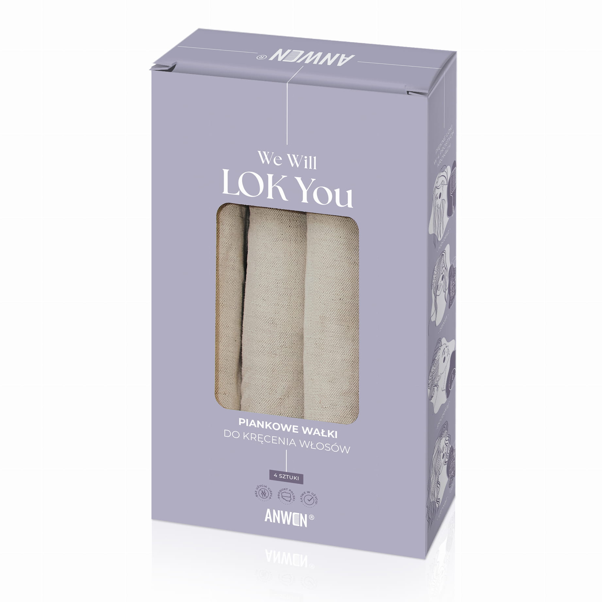 WE WILL LOK YOU Piankowe wałki do kręcenia włosów, 4 szt. – Anwen