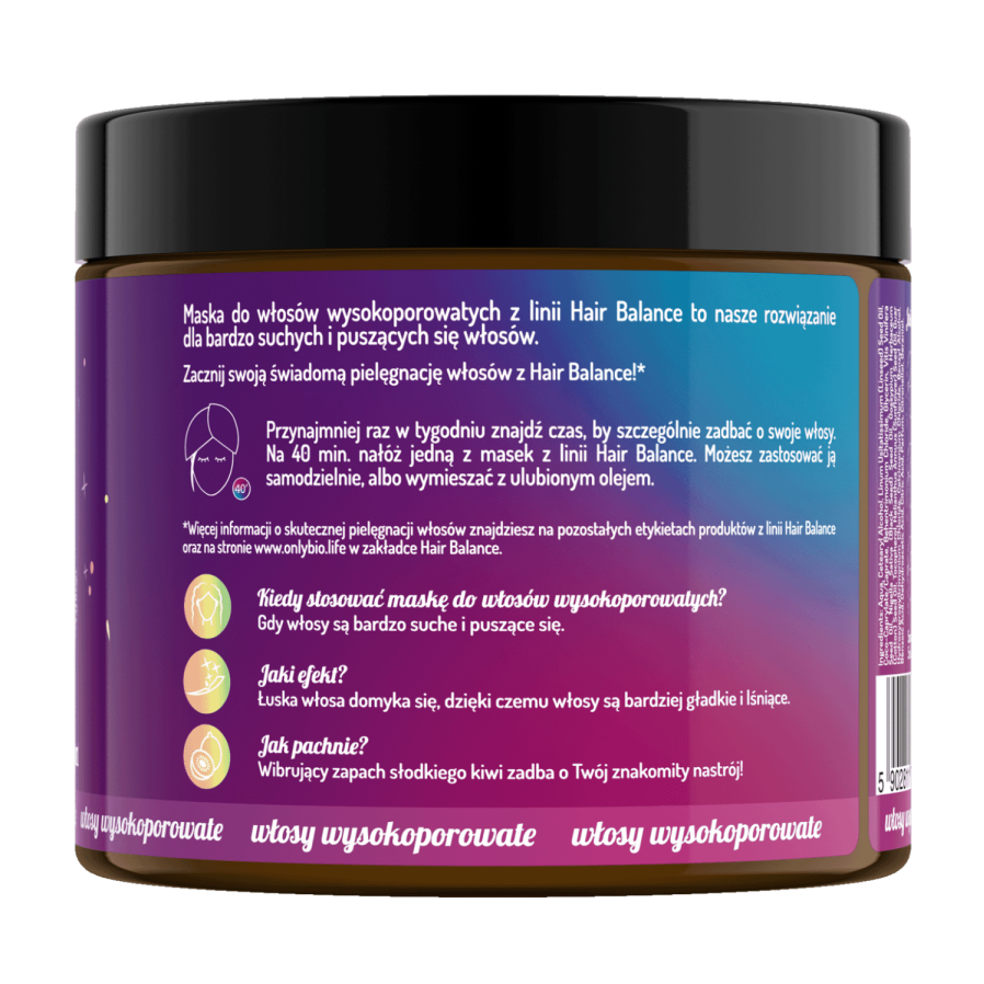 Maska do włosów wysokoporowatych, 400 ml - ONLYBIO Maska do włosów wysokoporowatych, 400 ml - ONLYBIO