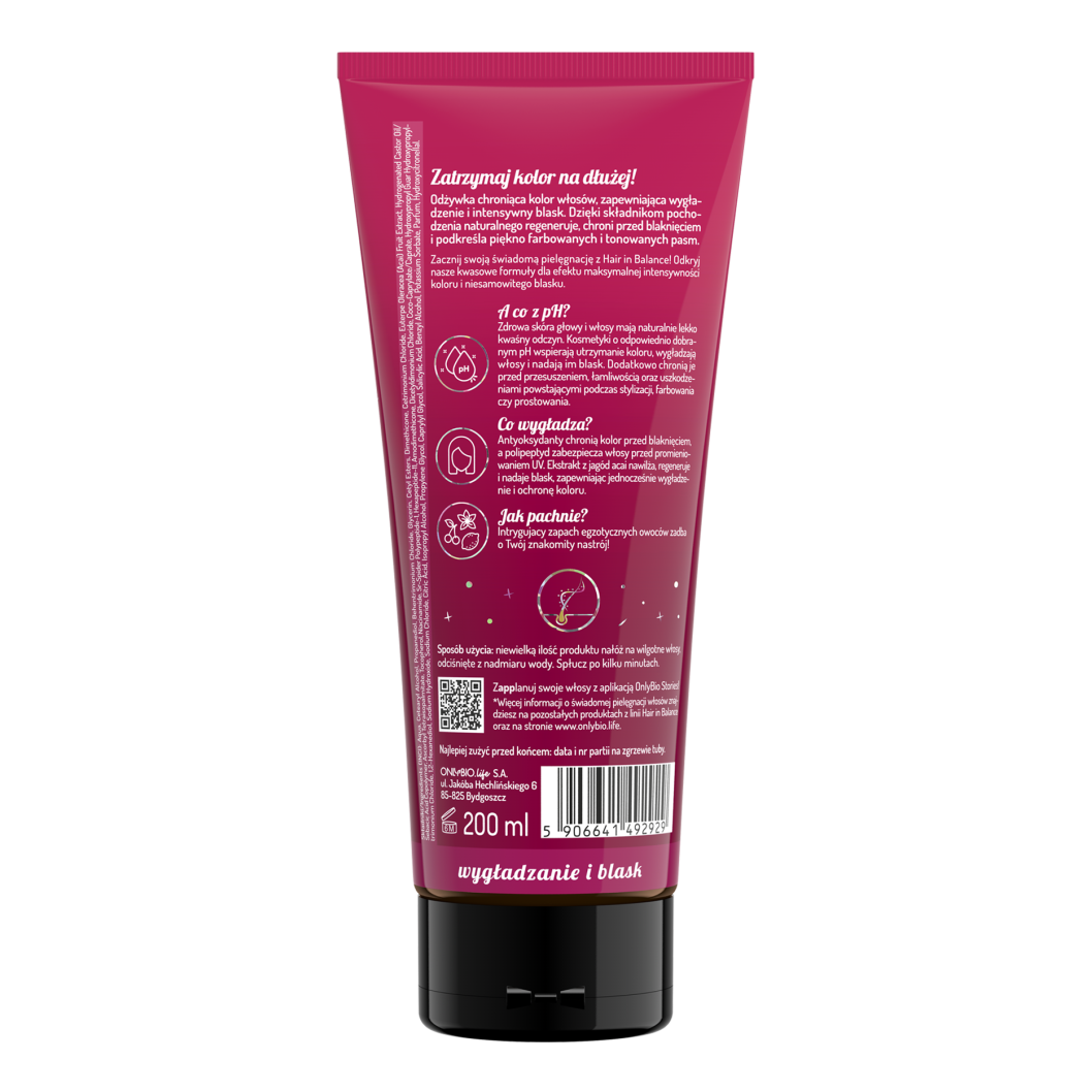 Color Smoothing and Protecting Conditioner, 200 ml - ONLYBIO Kolor Odżywka wygładzająco-ochraniająca kolor, 200 ml - ONLYBIO